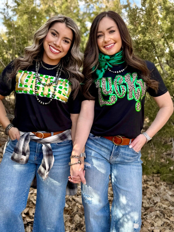 Leopard Lucky with Green Puff Tee by Texas True Threads