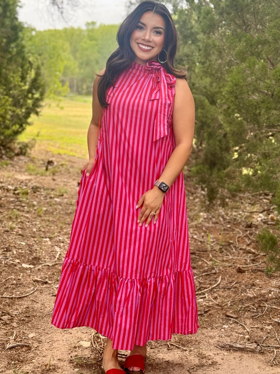Paradise Red Stripe Maxi Dress