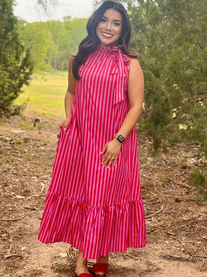 Paradise Red Stripe Maxi Dress