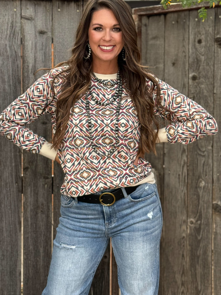 Gwen French Terry Aztec Top by Cinch