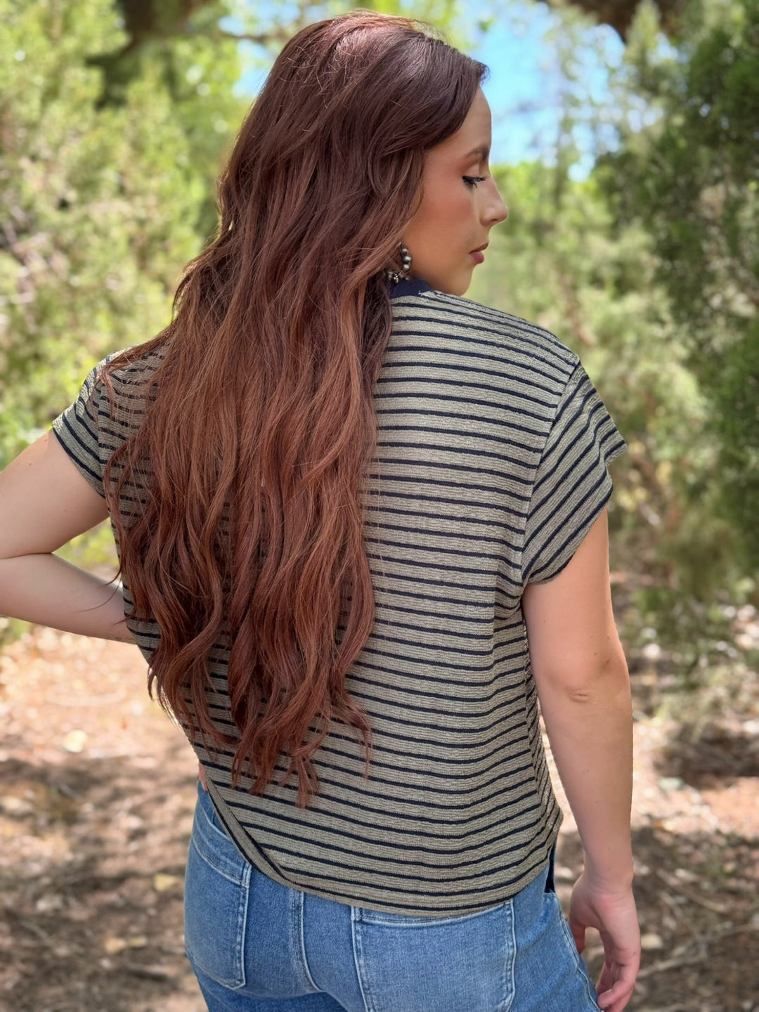 Wrapped in Style Olive Striped Top