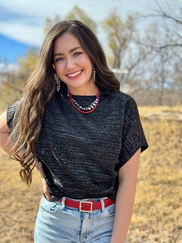 Heidi Black Shimmer Top