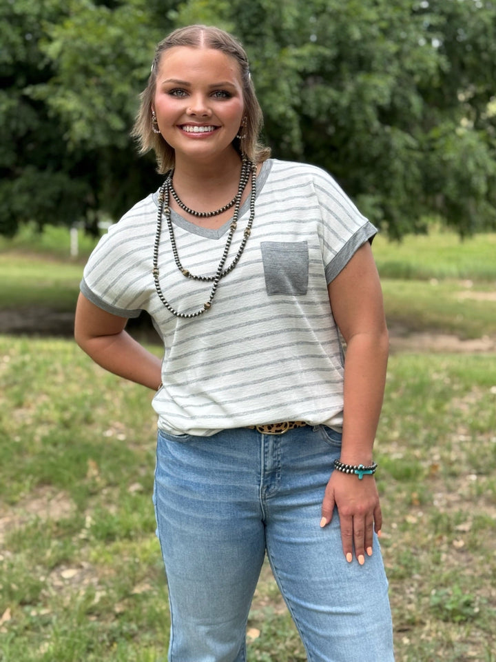 Meredith Gray V-Neck Striped Top