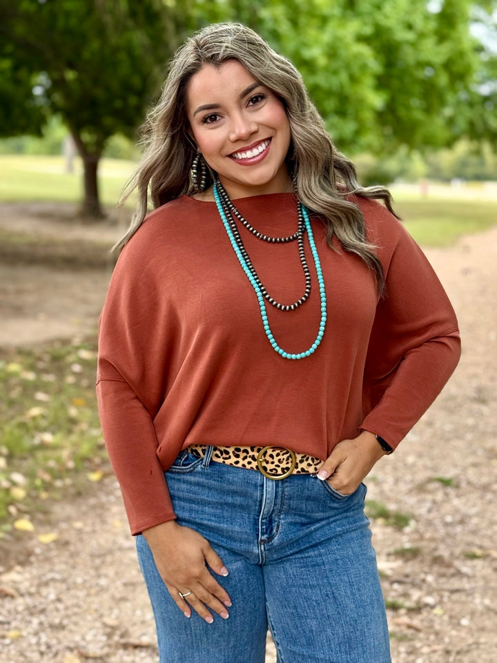 Colleen Rust 3/4 Sleeve Top