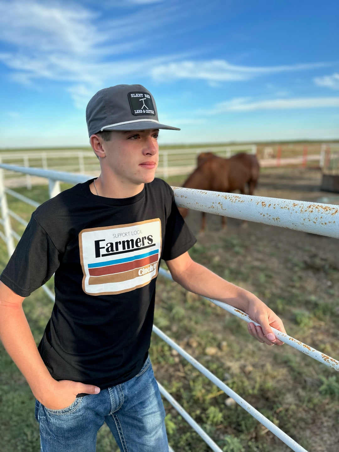 Support Local Farmers Black Graphic Tee by Cinch