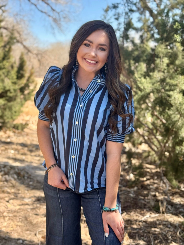 Salem Navy Striped Top