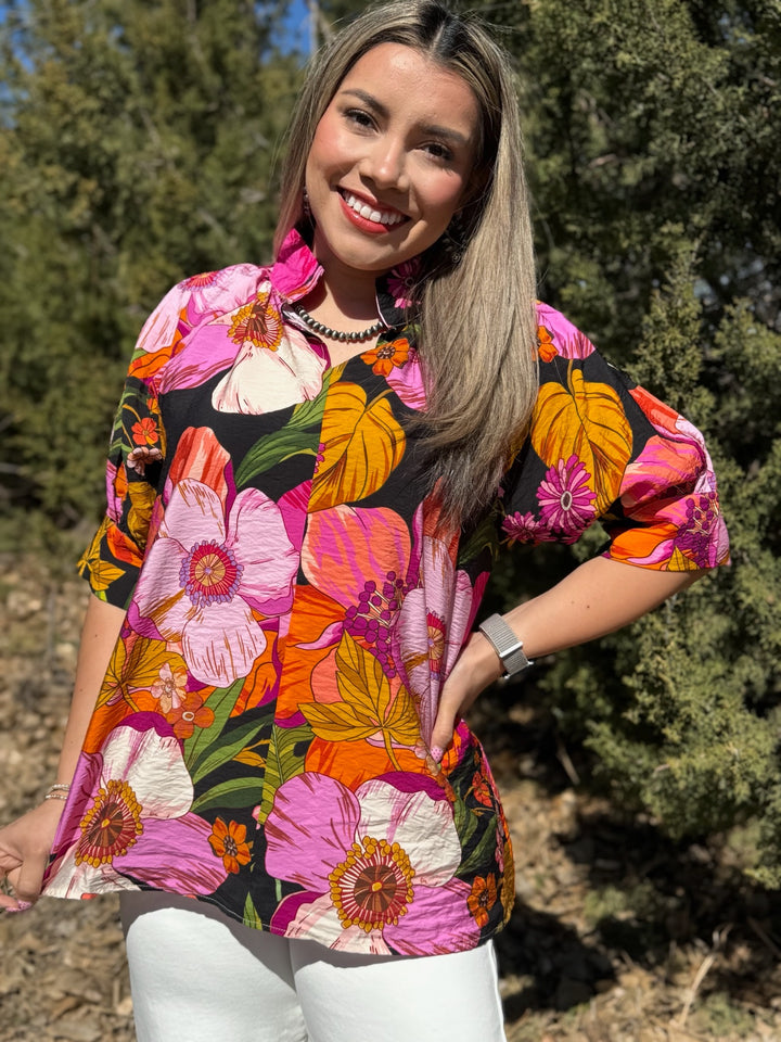 Wild Blooms V-Neck Blouse