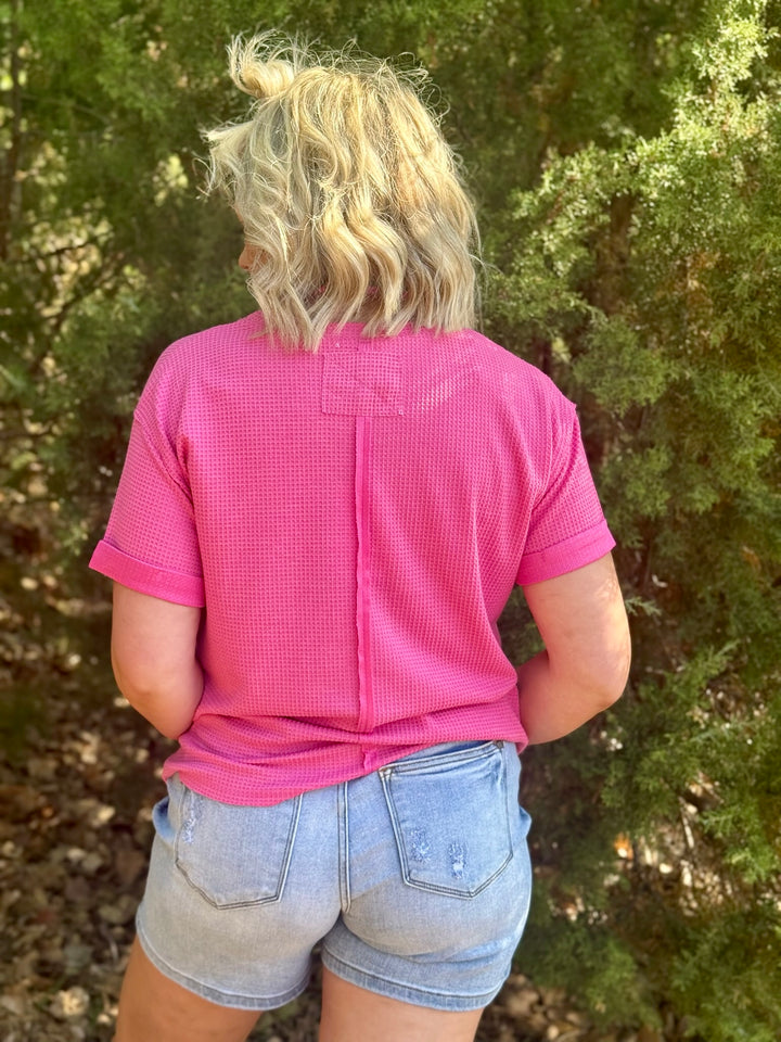 Shae Pink Waffle Knit Top