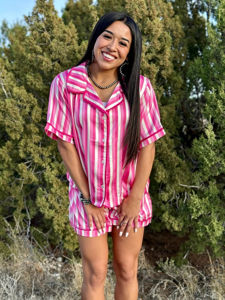 Shelby Pink Striped Pajama Set