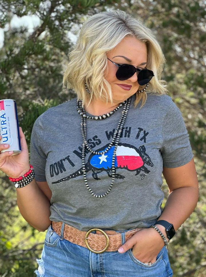 Don't Mess with Texas Armadillo with a texas flag