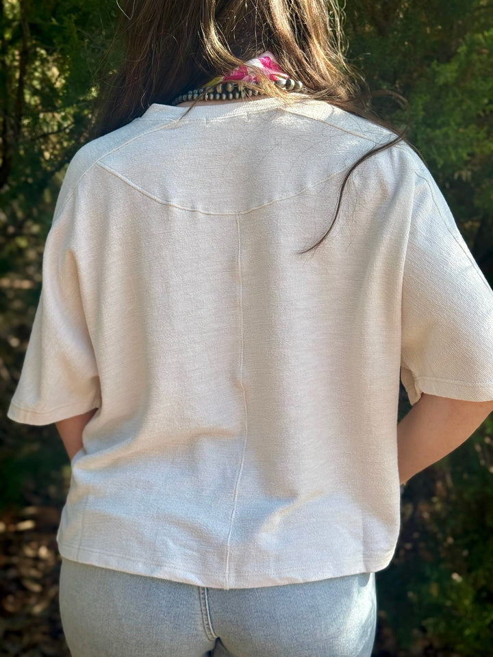 Justina Cream Textured Top