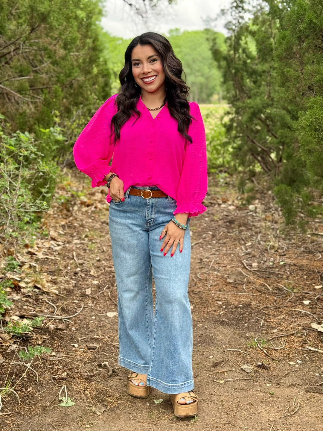 Pink Paradise V-Neck Blouse