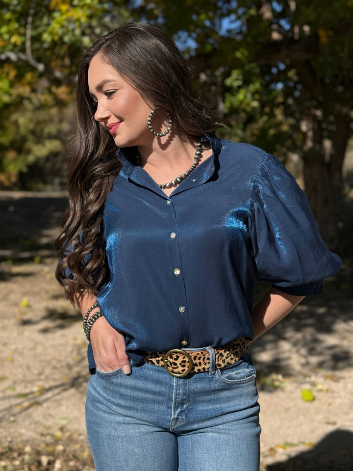 Mona Blue Button Up Top