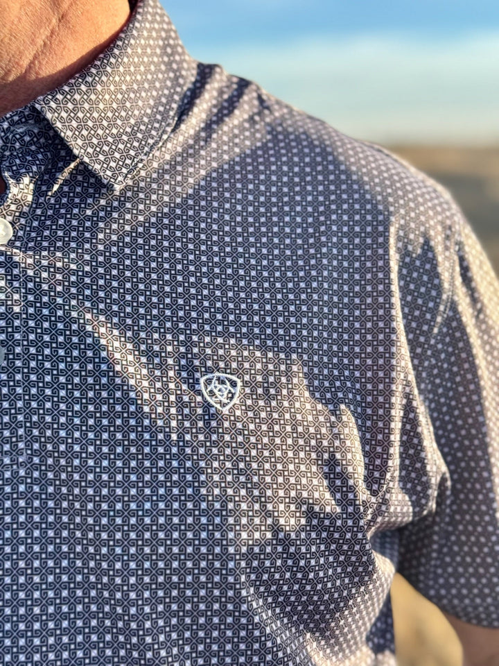 Reid Black Geo Print Polo by Ariat
