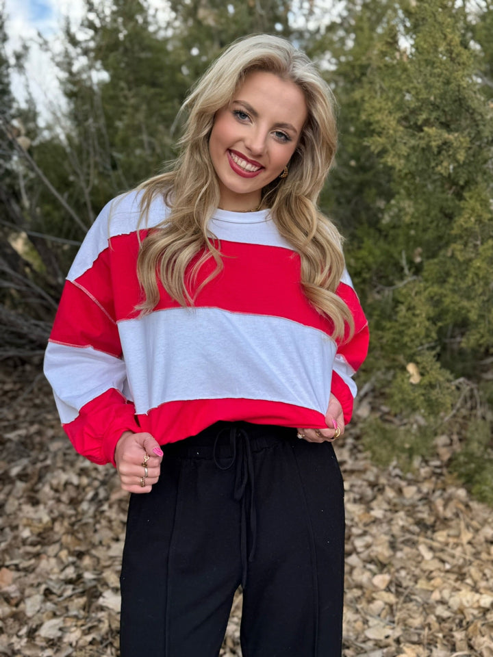 Angie Red & White Stripe Top