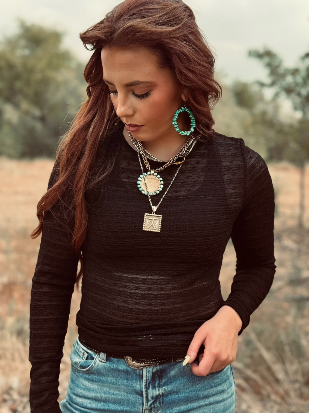 Liz Black Lace Top