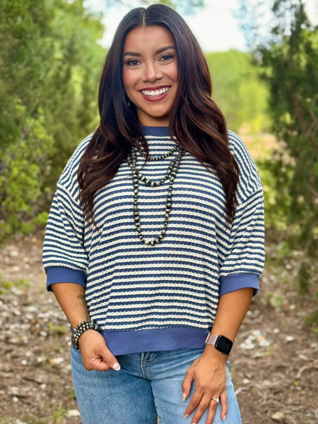 Kelsey Blue & White Striped Top