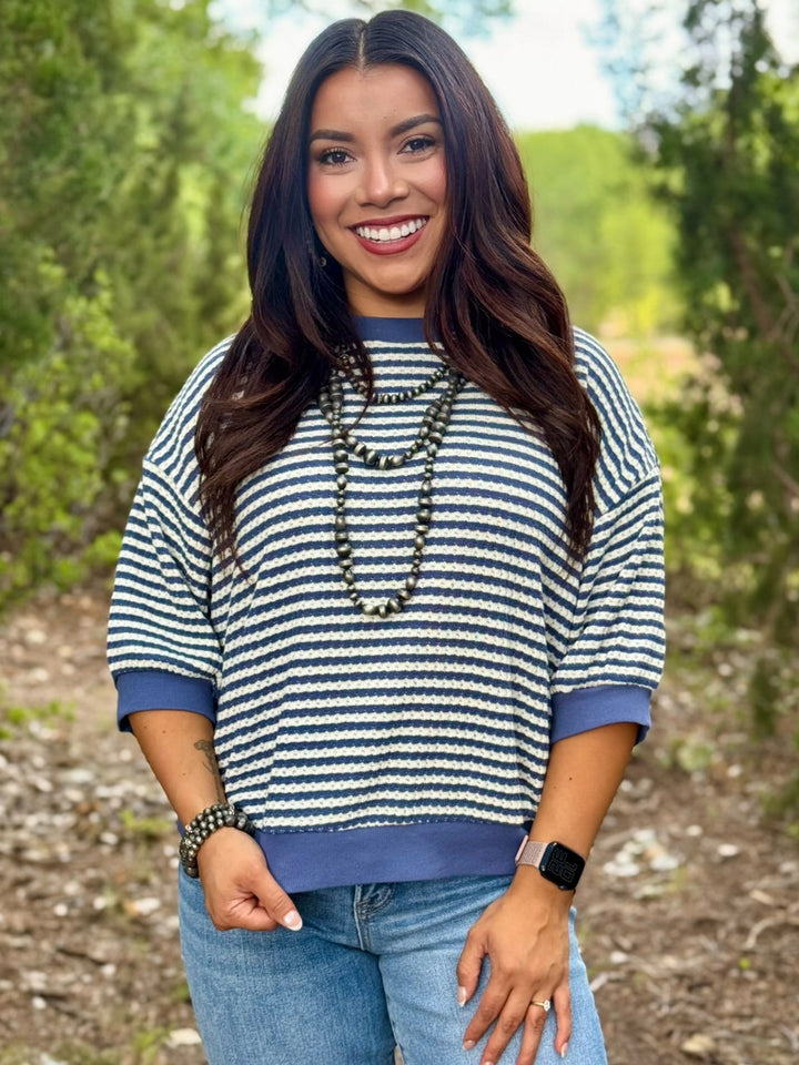 Kelsey Blue & White Striped Top