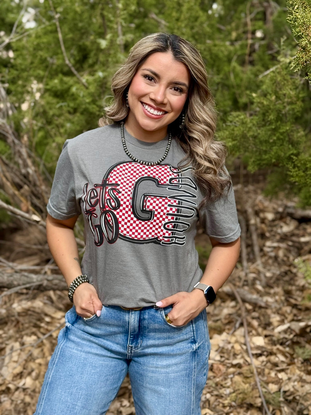 Checkered Let's Go Hounds Graphic Tee