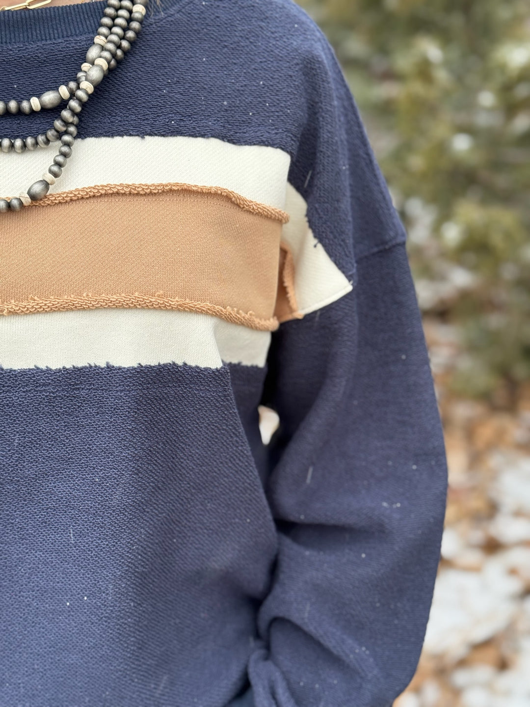Winnie Navy & Tan Pullover