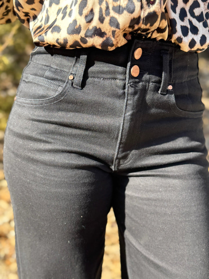 Natalia Black Wide Leg Jean by Risen