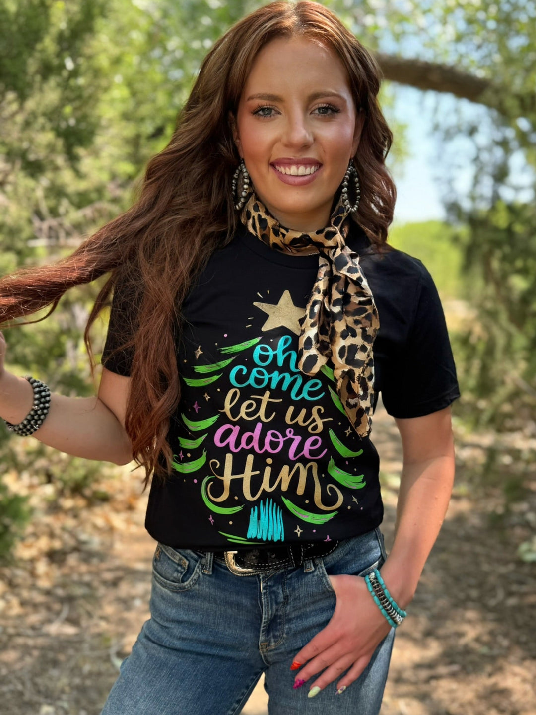 Oh Come Let Us Adore Him Graphic Tee by Texas True Threads