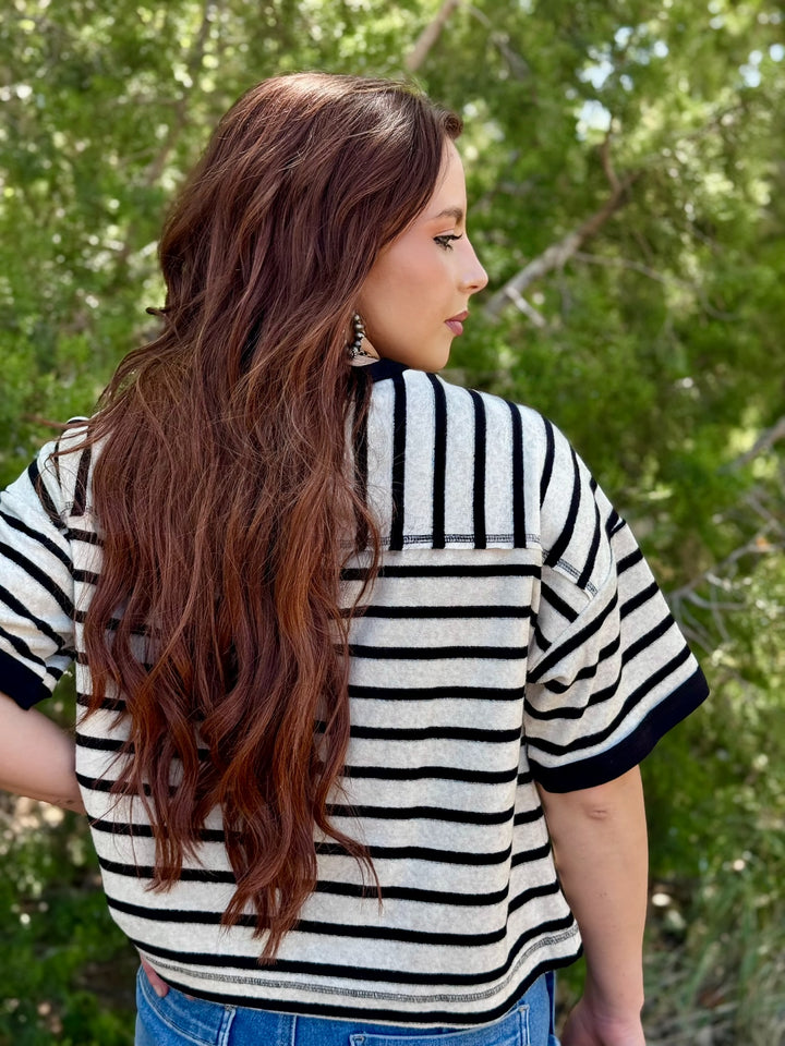 Black & White Exposed Hem Top