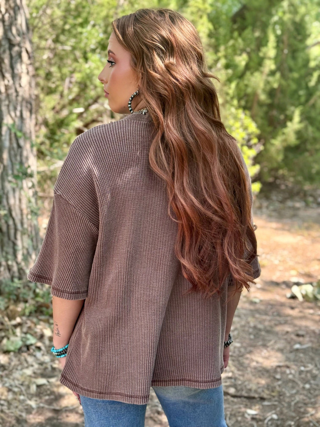 Rya Brown Waffle Knit Top