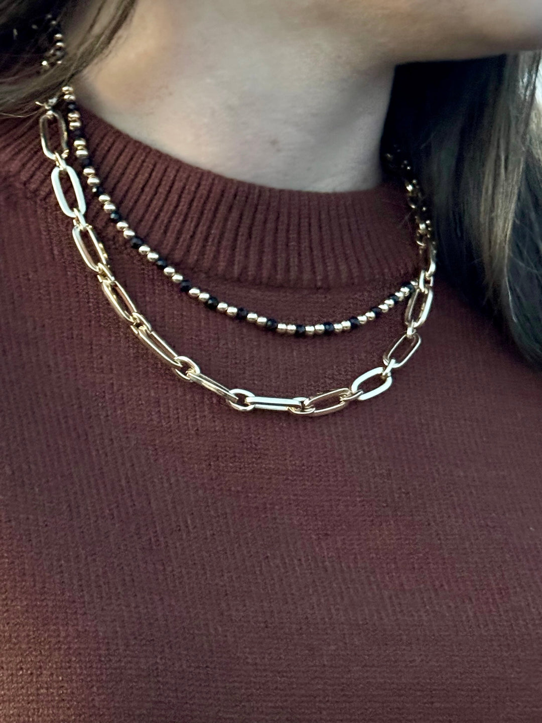 Gracie Black & Gold Chain Necklace