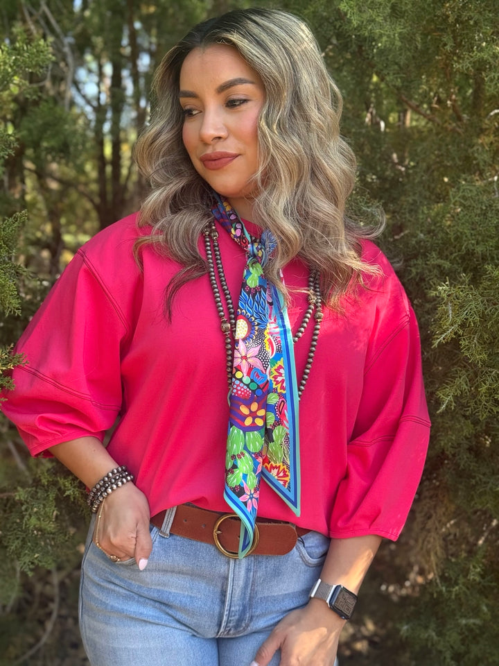 Landree Pink 3/4 Sleeve Top