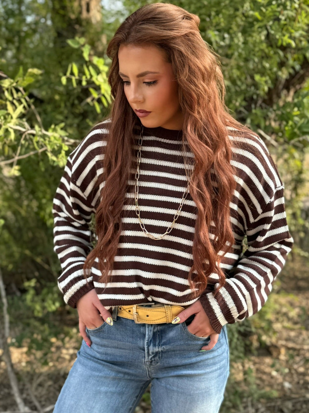 Morning Brew Brown Striped Sweater