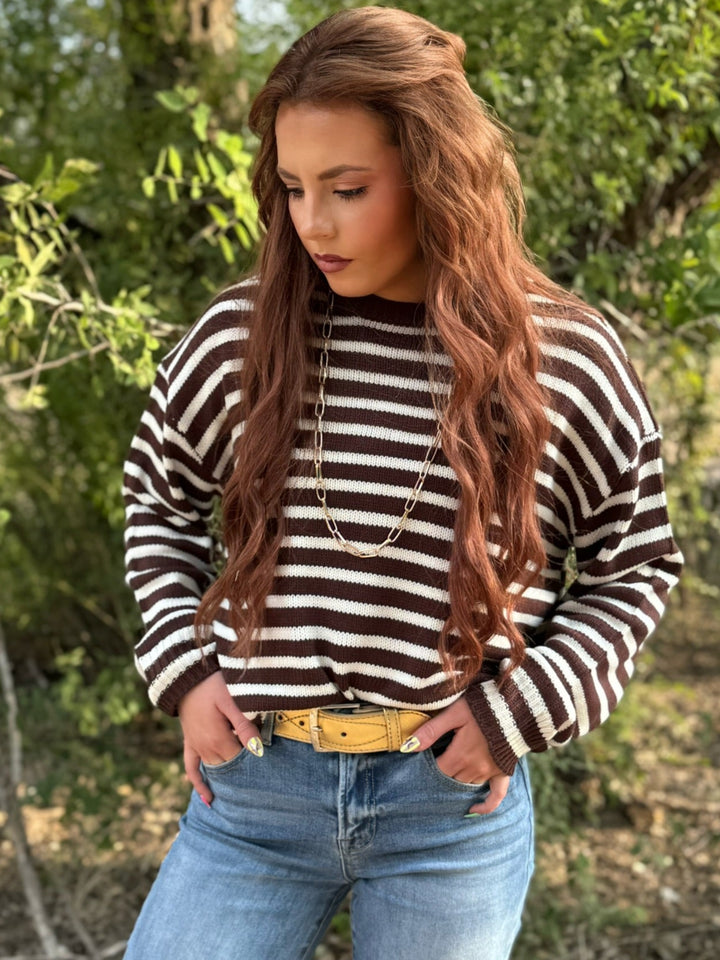 Morning Brew Brown Striped Sweater