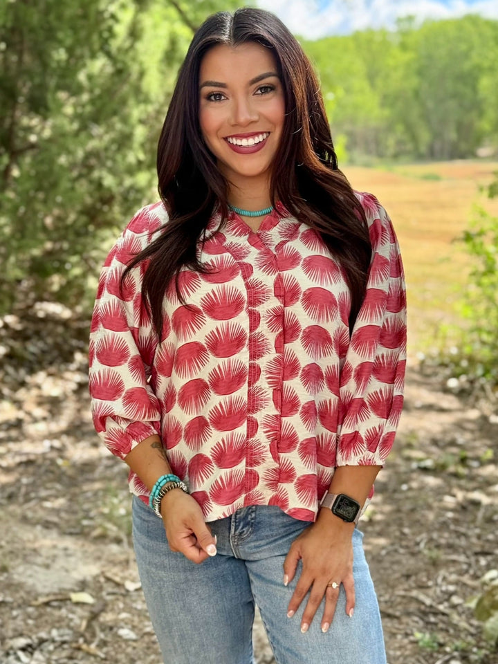 Cowan Wine V-Neck Blouse