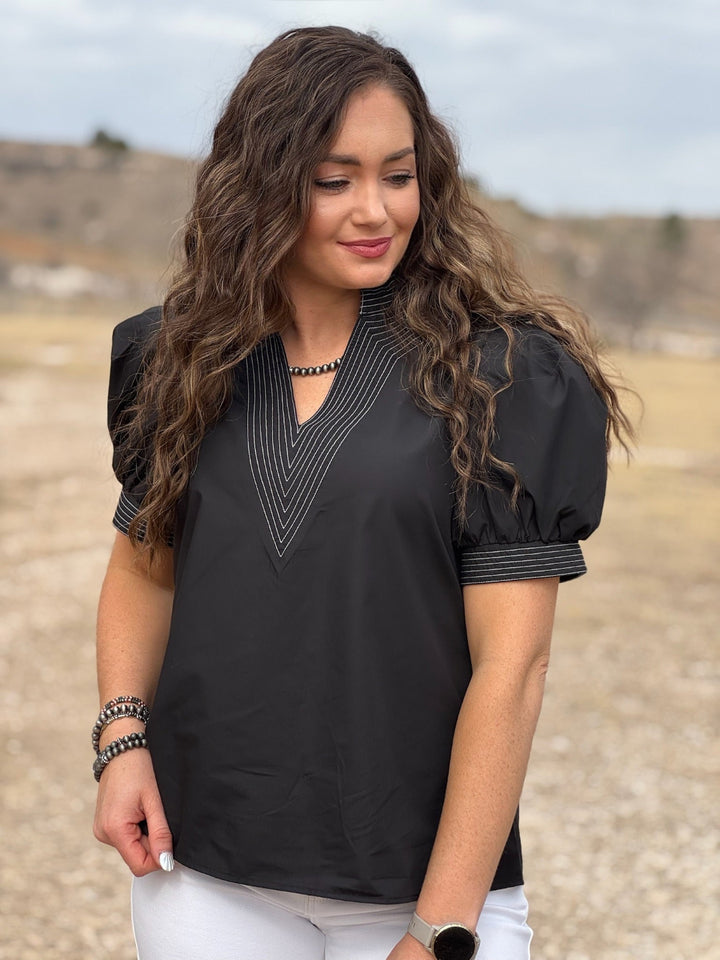 Gemma Black Puff Sleeved Top