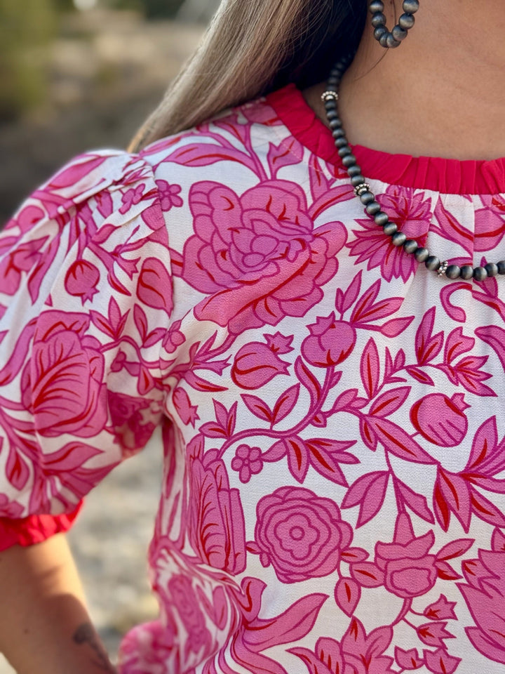 Dalia Pink Floral Blouse