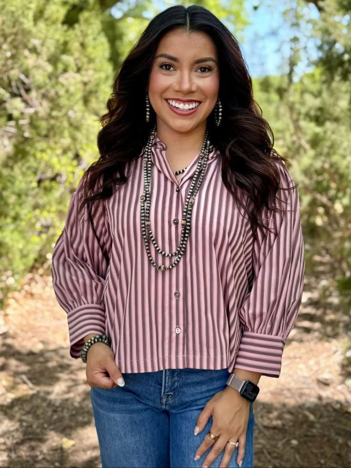 Holland Pink & Brown Stripe Top