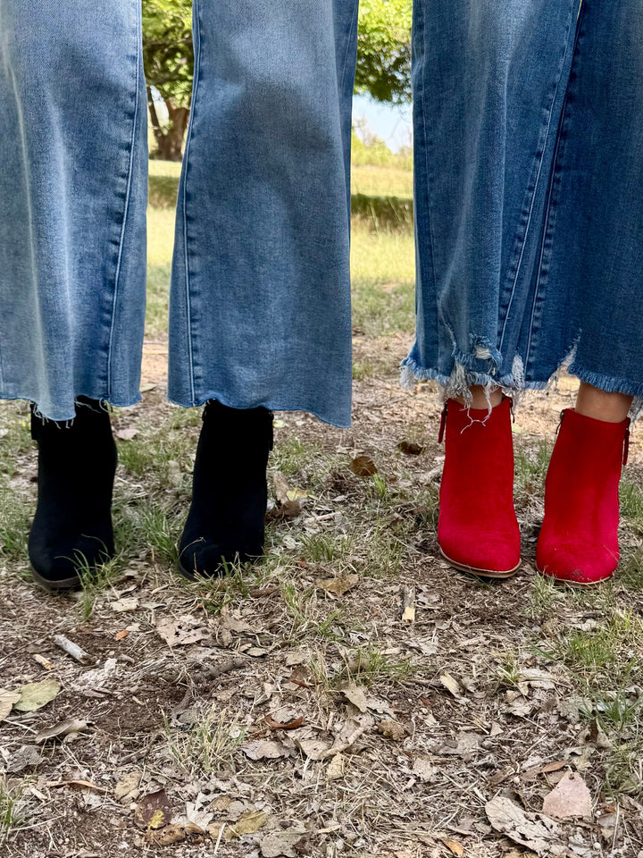 High Standards Faux Suede Booties by Corkys