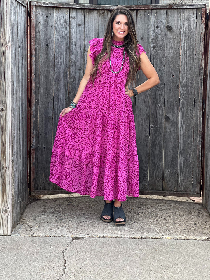 Abbey Pink Leopard Maxi Dress