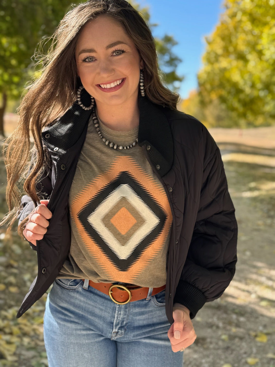 Zig Zag Aztec Graphic Tee by Texas True Threads