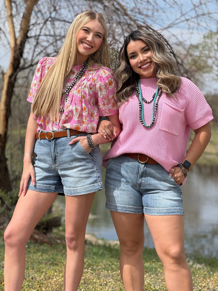 Eleanor Pink Floral Button Up Blouse