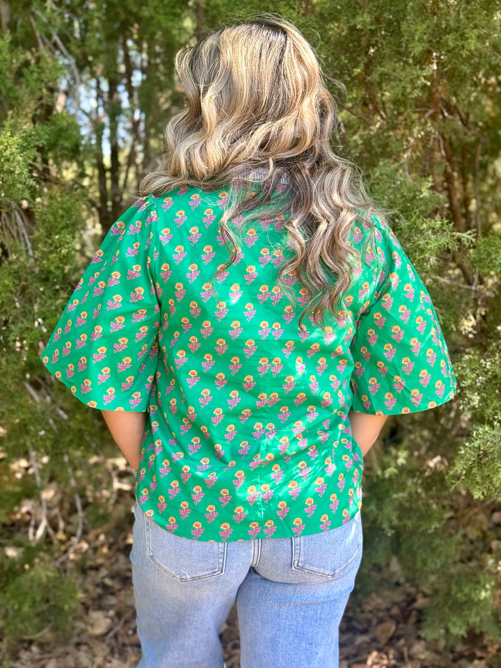 Lindee Green Floral Top