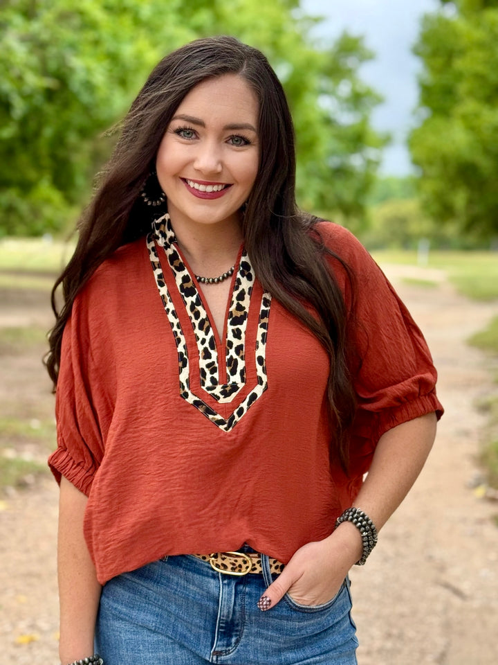Kailey Rust & Leopard Top