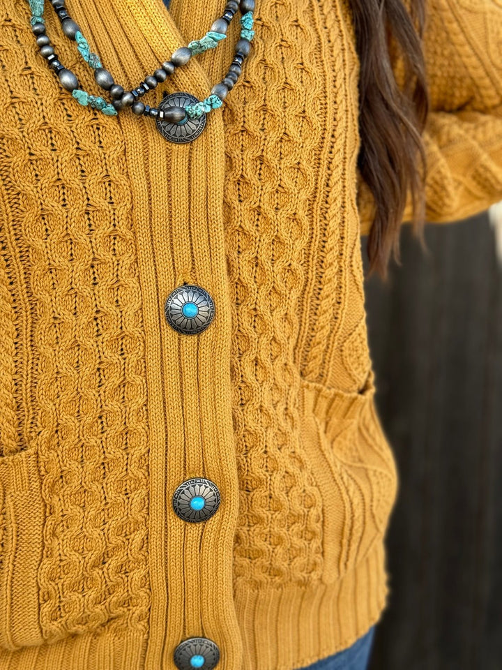 Beth Cardigan with Turquoise Concho Buttons