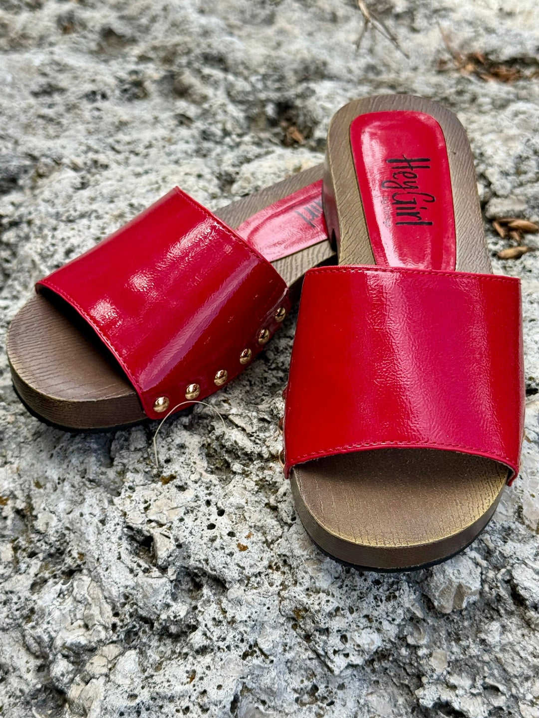 Mind Your Business Red Patent Sandal by Corkys