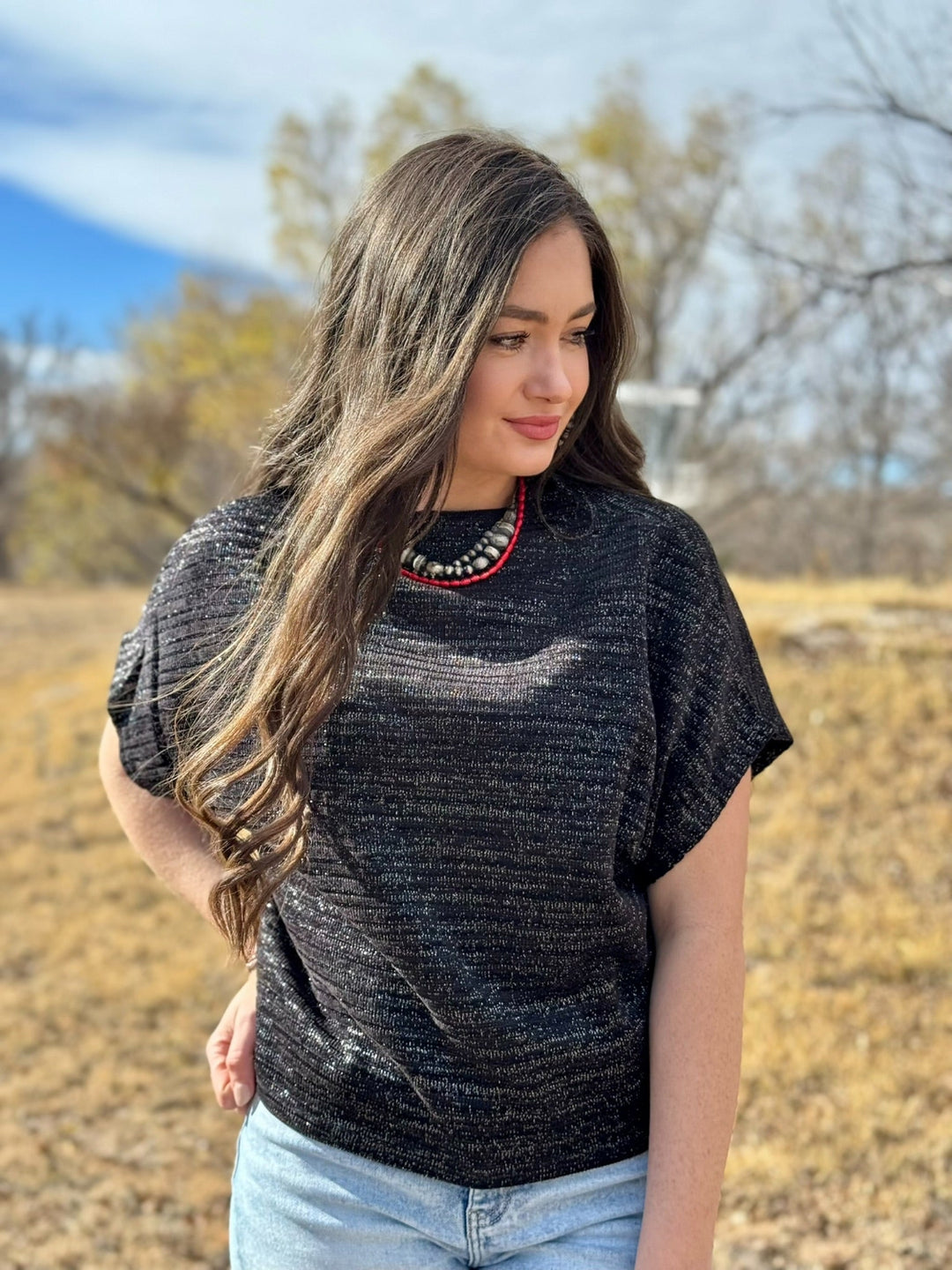 Heidi Black Shimmer Top