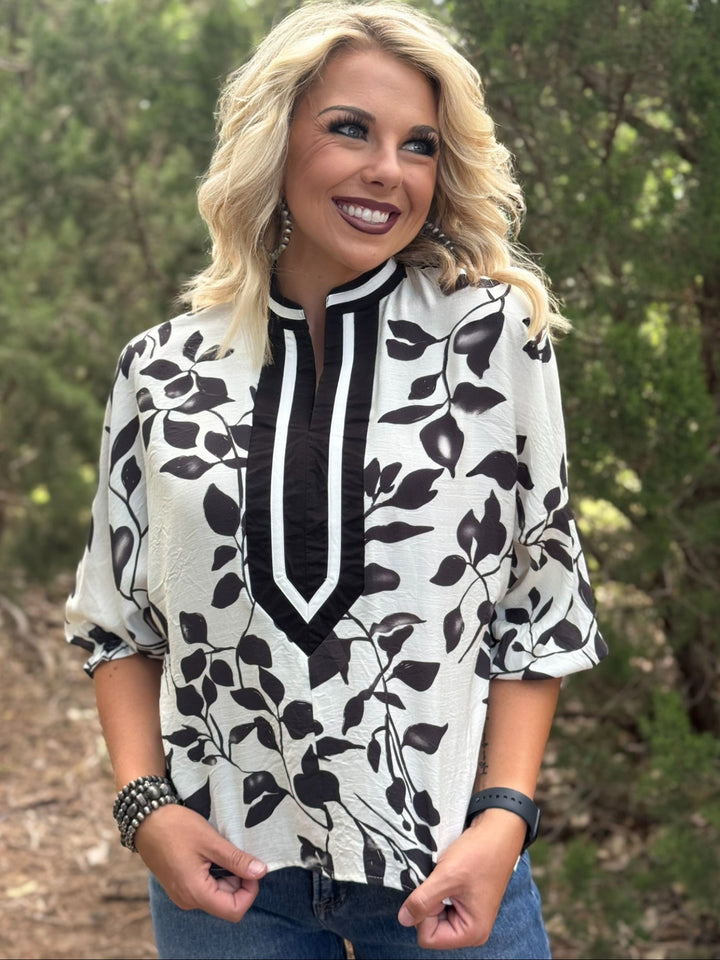 Saige Floral Contrast Top