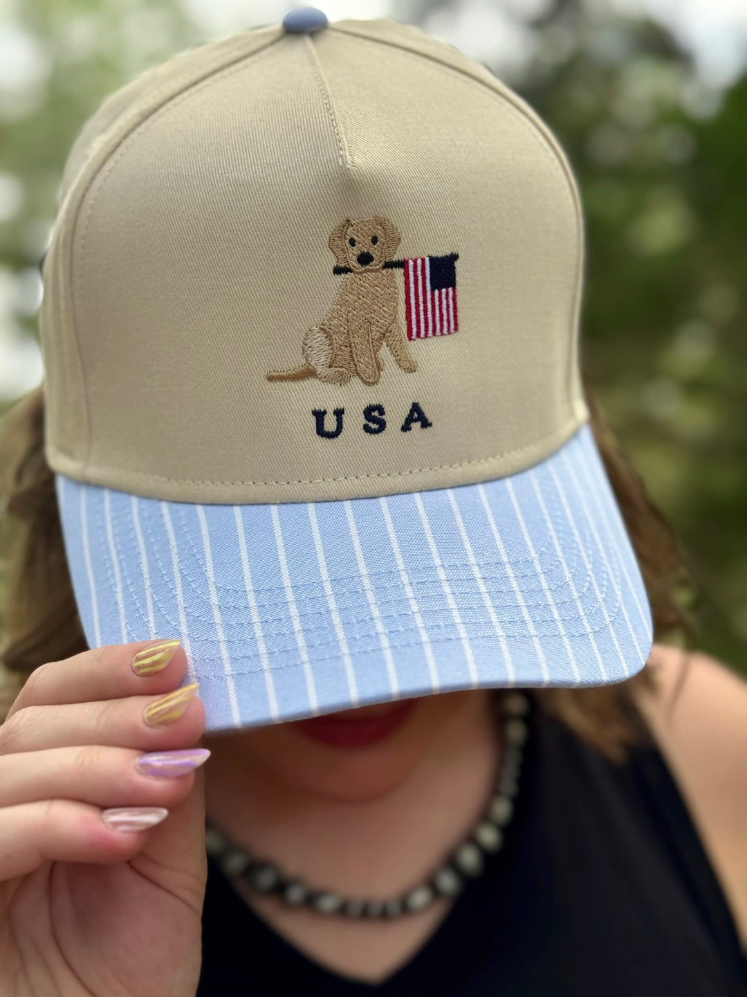 USA Canvas Hat with Puppy