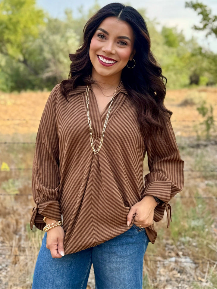 Palmer Brown V-Neck Top