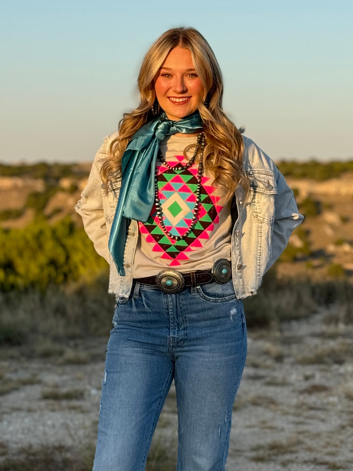 Ryanne's Neon Pink Aztec Graphic Tee by Texas True Threads