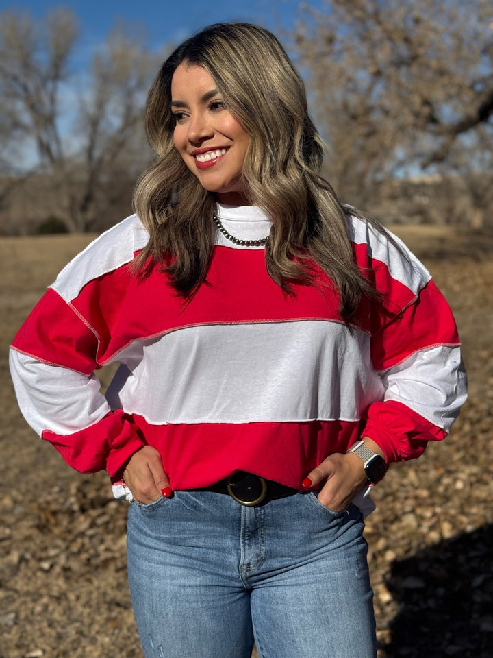 Angie Red & White Stripe Top